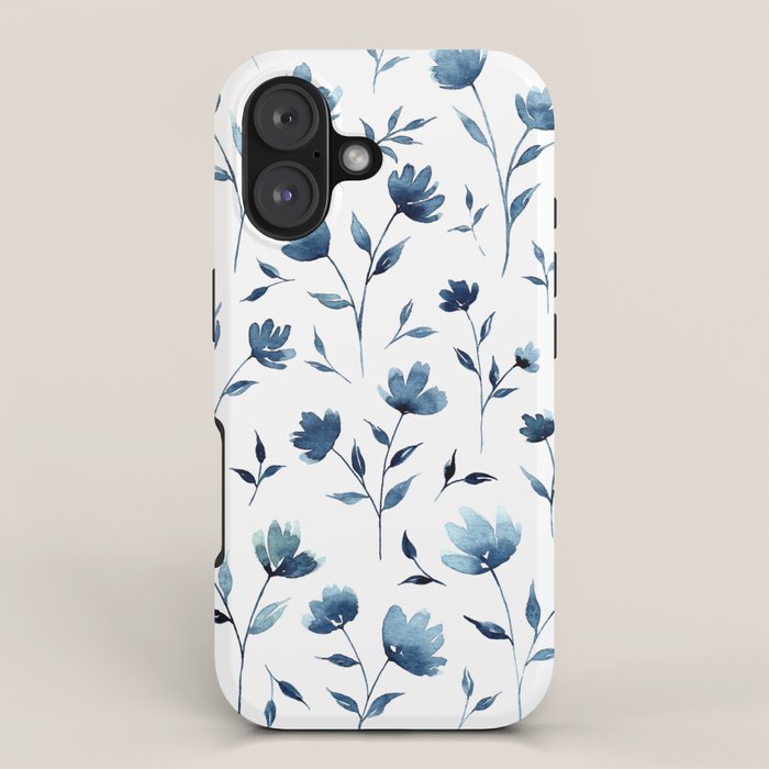 Blue flowers | Watercolor Pattern iPhone Case Gallery Image 1