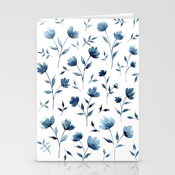 Blue flowers | Watercolor Pattern Stationery Card Gallery Image 1