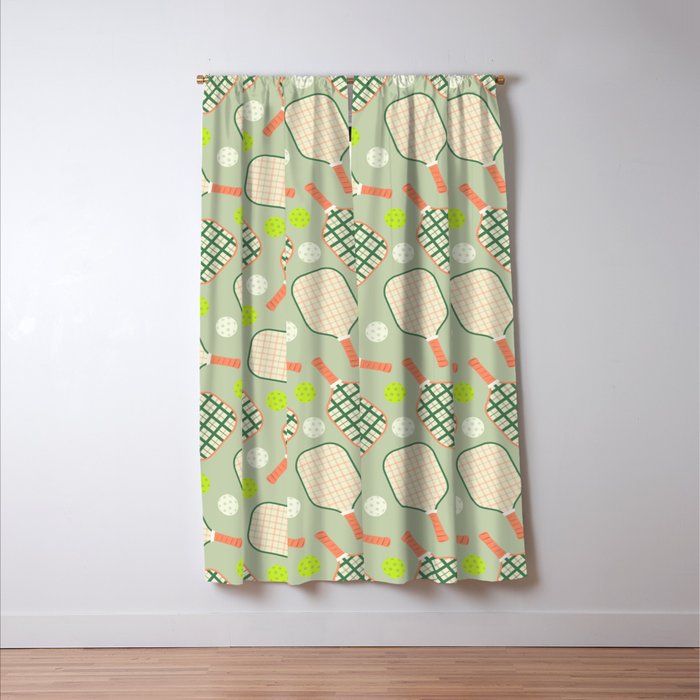 Retro Pickleball Pattern Window Curtain Gallery Image 3