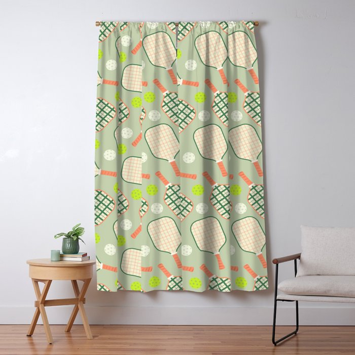 Retro Pickleball Pattern Window Curtain Gallery Image 1