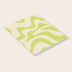Retro Liquid Swirl Abstract Pattern Light Lime Linden Green and Beige Notebook Gallery Image 2
