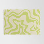 Retro Liquid Swirl Abstract Pattern Light Lime Linden Green and Beige Rug Gallery Image 2