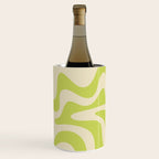 Retro Liquid Swirl Abstract Pattern Light Lime Linden Green and Beige Wine Chiller Gallery Image 3