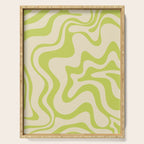Retro Liquid Swirl Abstract Pattern Light Lime Linden Green and Beige Serving Tray Gallery Image 1