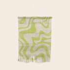 Retro Liquid Swirl Abstract Pattern Light Lime Linden Green and Beige Wall Hanging Gallery Image 1