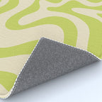 Retro Liquid Swirl Abstract Pattern Light Lime Linden Green and Beige Rug Gallery Image 4