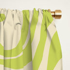 Retro Liquid Swirl Abstract Pattern Light Lime Linden Green and Beige Window Curtain Gallery Image 2