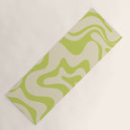 Retro Liquid Swirl Abstract Pattern Light Lime Linden Green and Beige Yoga Mat Gallery Image 1