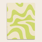 Retro Liquid Swirl Abstract Pattern Light Lime Linden Green and Beige Notebook Gallery Image 4
