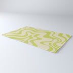 Retro Liquid Swirl Abstract Pattern Light Lime Linden Green and Beige Rug Gallery Image 3