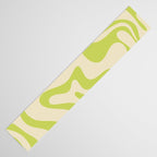 Retro Liquid Swirl Abstract Pattern Light Lime Linden Green and Beige Table Runner Gallery Image 3
