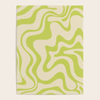 Retro Liquid Swirl Abstract Pattern Light Lime Linden Green and Beige Poster Gallery Image 4