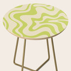 Retro Liquid Swirl Abstract Pattern Light Lime Linden Green and Beige Side Table Gallery Image 2