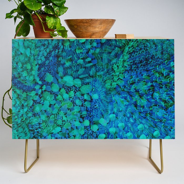 Peacock Watercolor Painting Credenza Gallery Image 1
