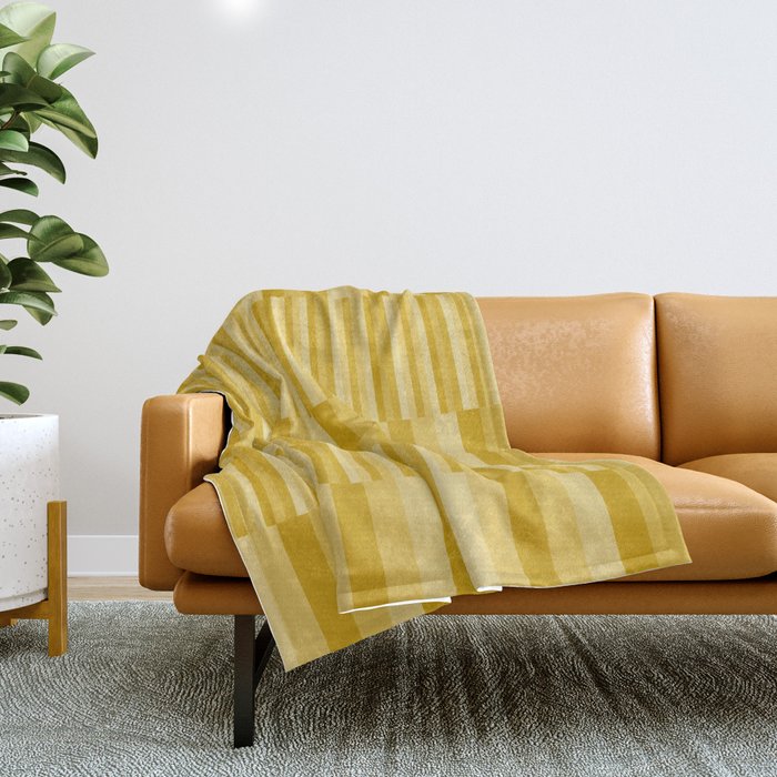 Mixed Stripes Pattern XI Golden Yellow Throw Blanket Gallery Image 1