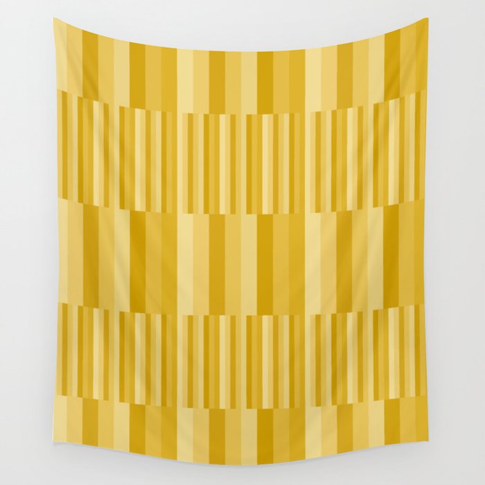 Mixed Stripes Pattern XI Golden Yellow Wall Tapestry Gallery Image 1