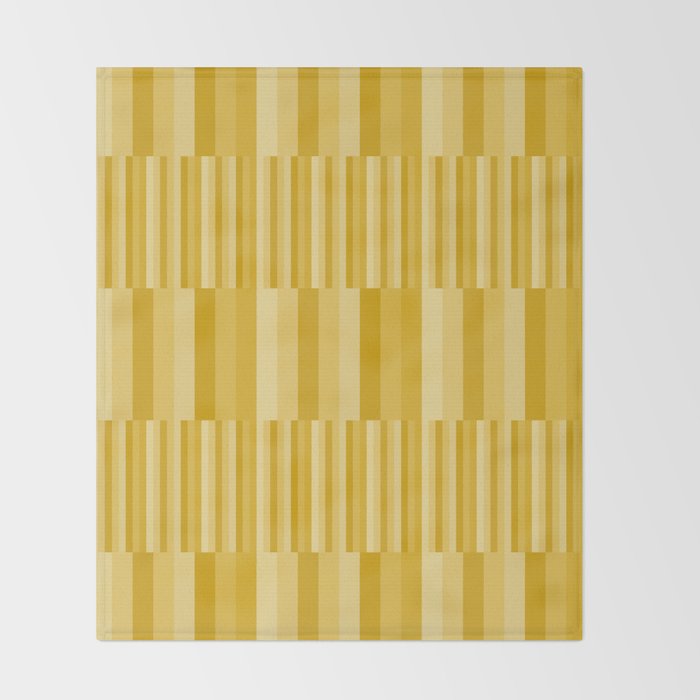 Mixed Stripes Pattern XI Golden Yellow Throw Blanket Gallery Image 2