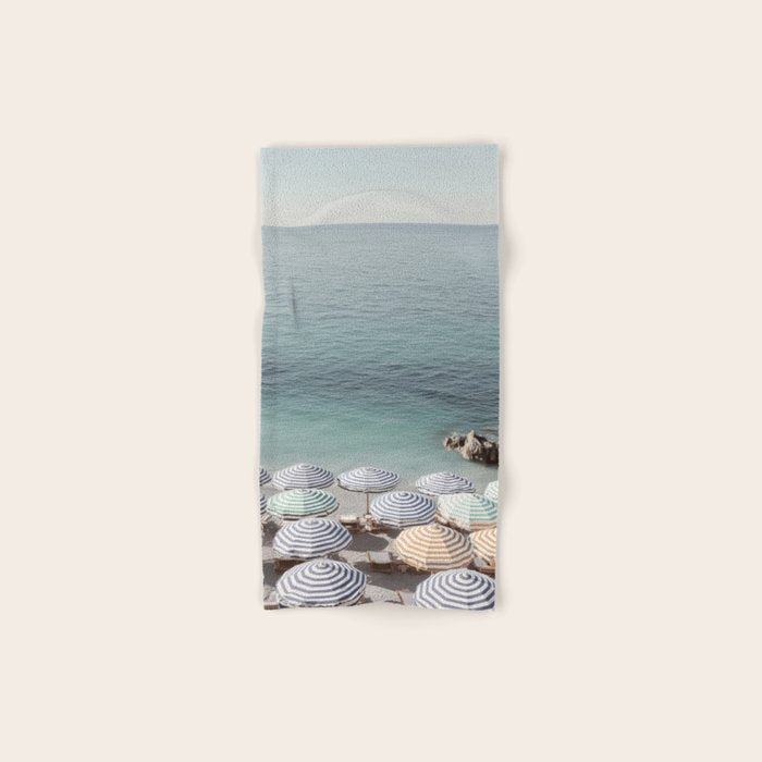 Seaside Patterns - Pastel Umbrella Coastal Print Bath Towel Gallery Image 1