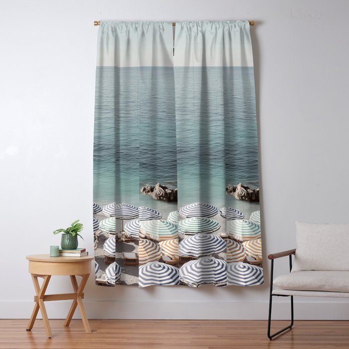 Seaside Patterns - Pastel Umbrella Coastal Print Window Curtain Gallery Image 5