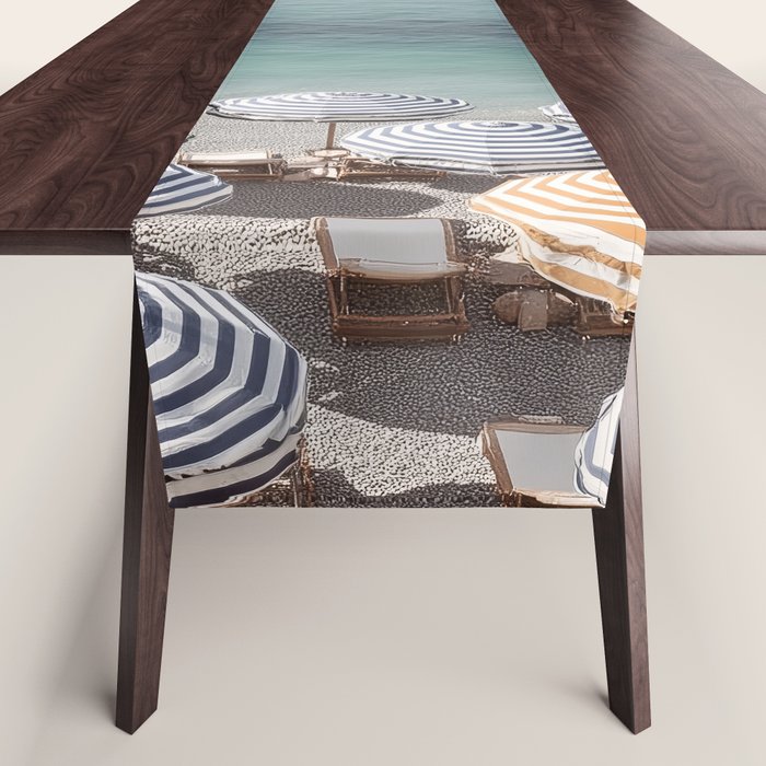 Seaside Patterns - Pastel Umbrella Coastal Print Table Runner Gallery Image 1