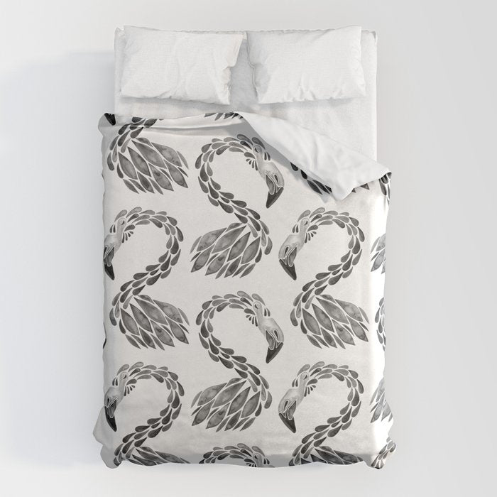 Miami Flamingo - Black Ink Duvet Cover Gallery Image 1