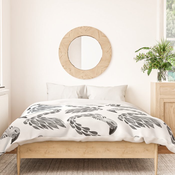 Miami Flamingo - Black Ink Duvet Cover Gallery Image 3