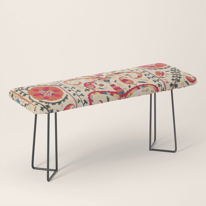 Kermina Suzani Uzbekistan Embroidery Print Bench Gallery Image 1
