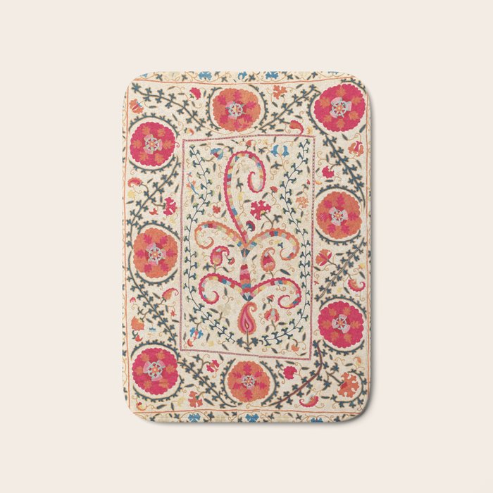 Kermina Suzani Uzbekistan Embroidery Print Bath Mat Gallery Image 1