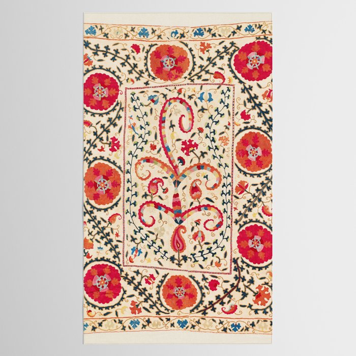 Kermina Suzani Uzbekistan Embroidery Print Tablecloth Gallery Image 2