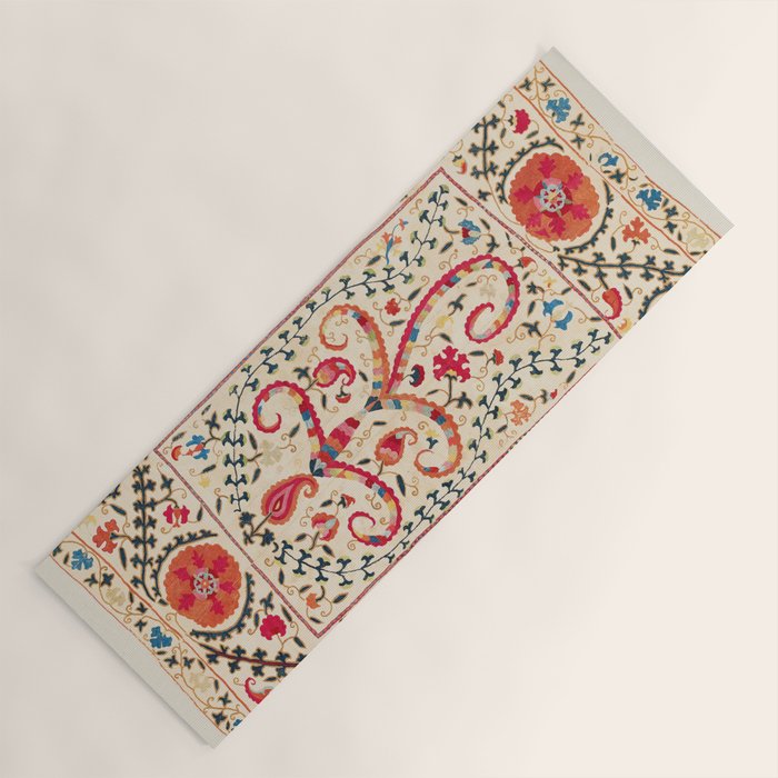 Kermina Suzani Uzbekistan Embroidery Print Yoga Mat Gallery Image 1