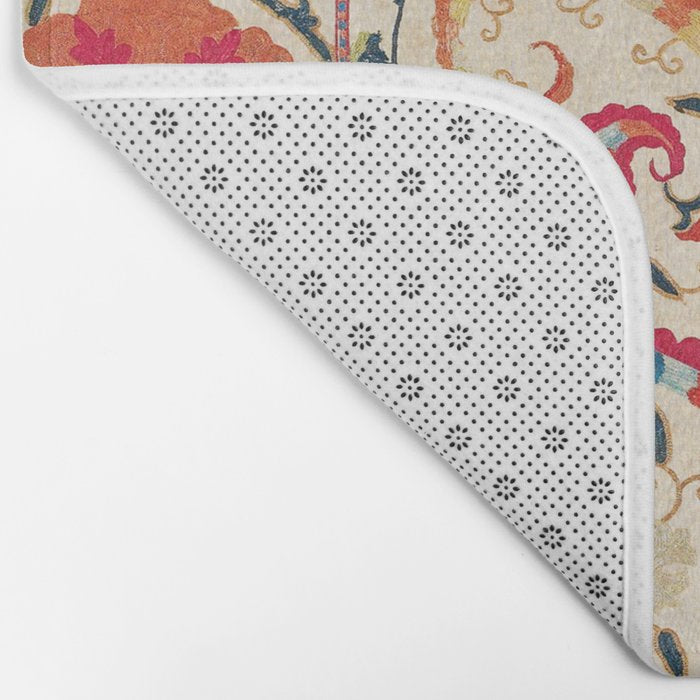 Kermina Suzani Uzbekistan Embroidery Print Bath Mat Gallery Image 2