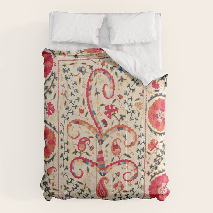 Kermina Suzani Uzbekistan Embroidery Print Comforter Gallery Image 6
