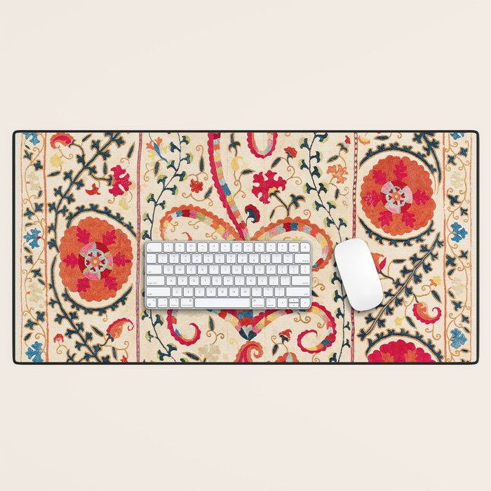 Kermina Suzani Uzbekistan Embroidery Print Desk Mat Gallery Image 1