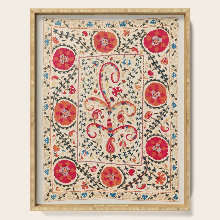 Kermina Suzani Uzbekistan Embroidery Print Serving Tray Gallery Image 1