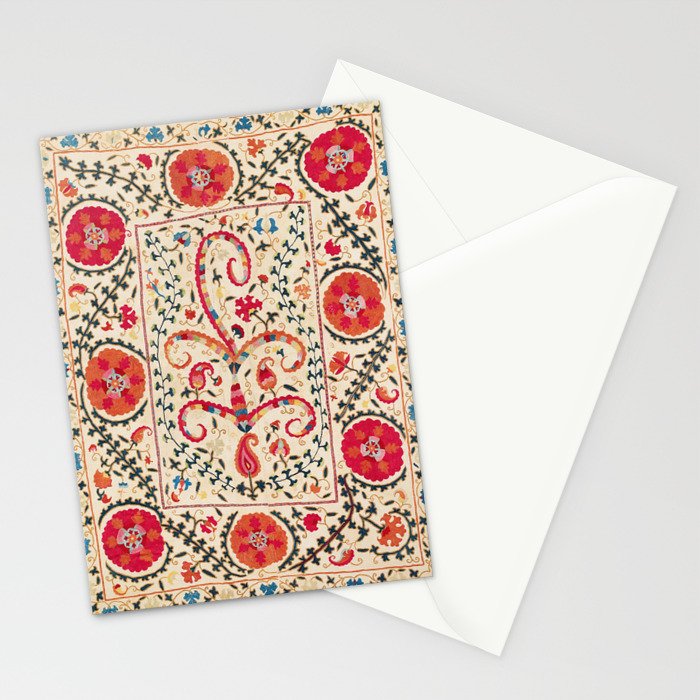 Kermina Suzani Uzbekistan Embroidery Print Stationery Card Gallery Image 2