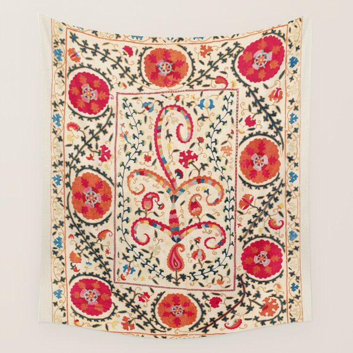 Kermina Suzani Uzbekistan Embroidery Print Wall Tapestry Gallery Image 1