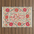 Kermina Suzani Uzbekistan Embroidery Print Outdoor Rug Gallery Image 1