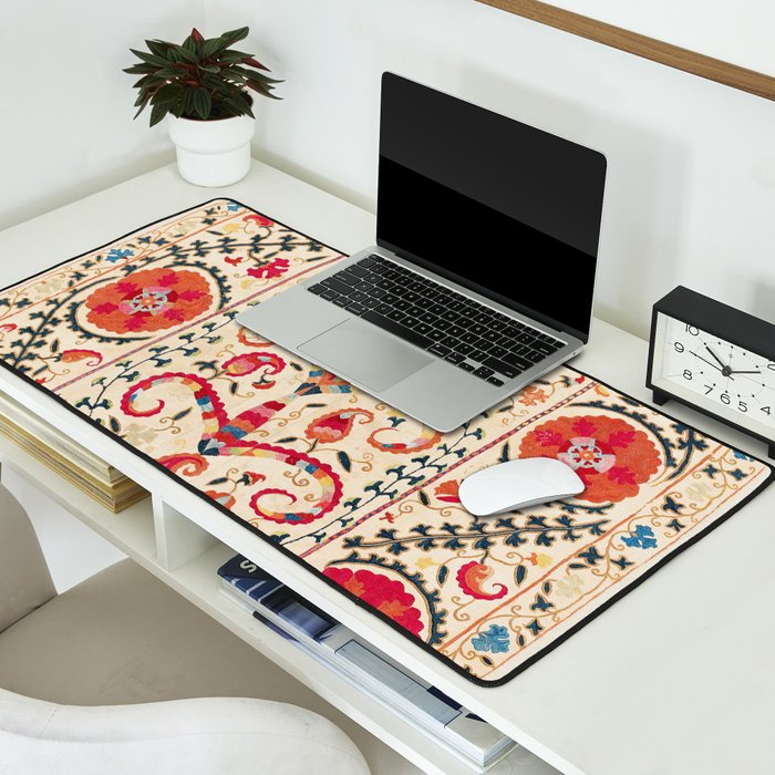 Kermina Suzani Uzbekistan Embroidery Print Desk Mat Gallery Image 2