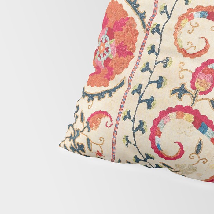 Kermina Suzani Uzbekistan Embroidery Print Pillow Sham Gallery Image 4