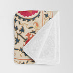 Kermina Suzani Uzbekistan Embroidery Print Throw Blanket Gallery Image 3
