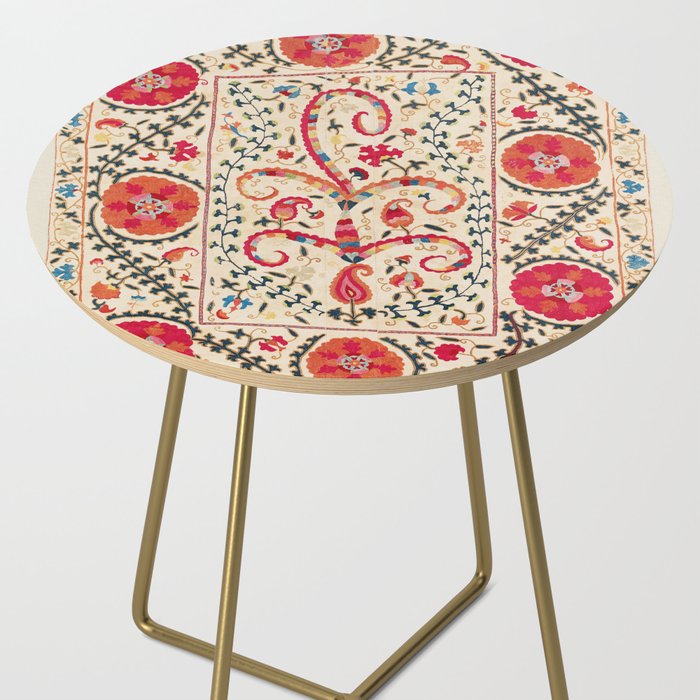 Kermina Suzani Uzbekistan Embroidery Print Side Table Gallery Image 2