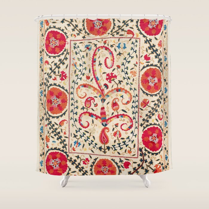 Kermina Suzani Uzbekistan Embroidery Print Shower Curtain Gallery Image 1