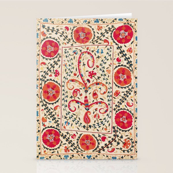 Kermina Suzani Uzbekistan Embroidery Print Stationery Card Gallery Image 1