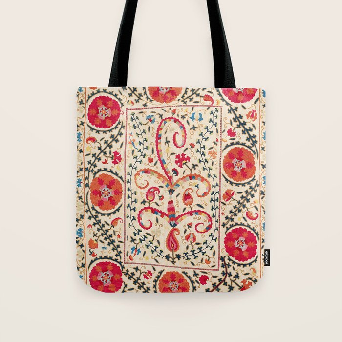 Kermina Suzani Uzbekistan Embroidery Print Tote Bag Gallery Image 1