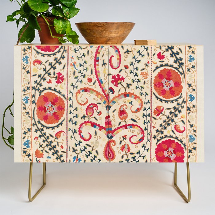 Kermina Suzani Uzbekistan Embroidery Print Credenza Gallery Image 1