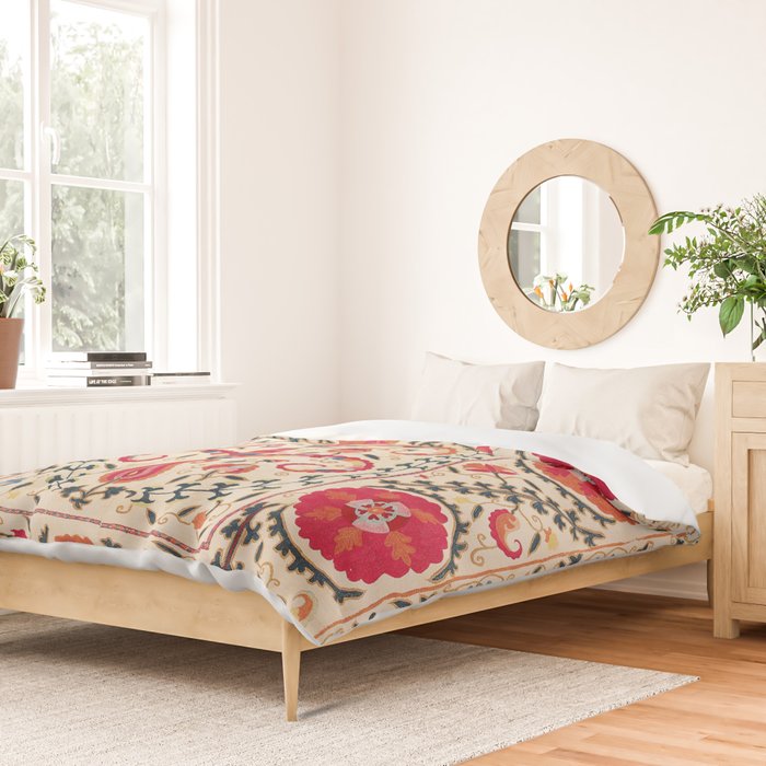 Kermina Suzani Uzbekistan Embroidery Print Duvet Cover Gallery Image 2