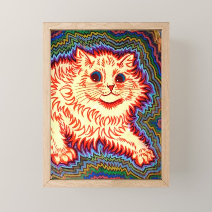 Louis Wain Psychedelic Cat Mini Art Print Gallery Image 1