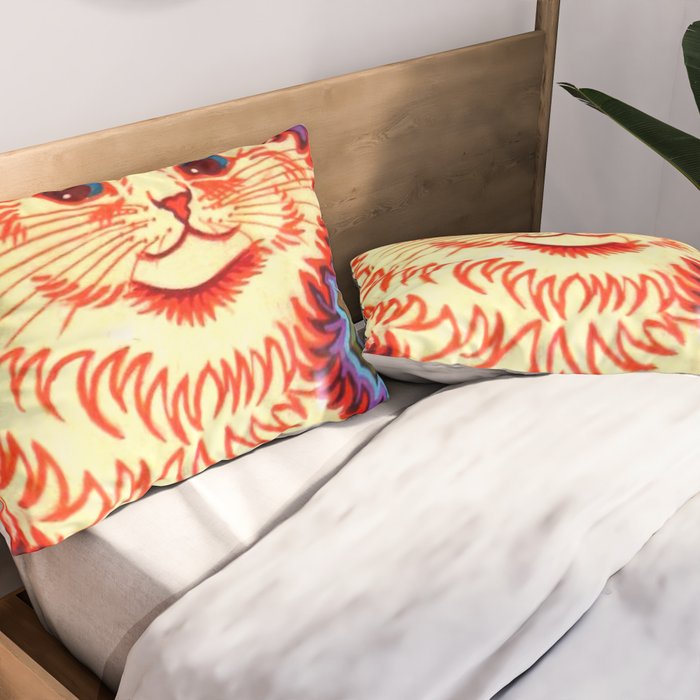 Louis Wain Psychedelic Cat Pillow Sham Gallery Image 2