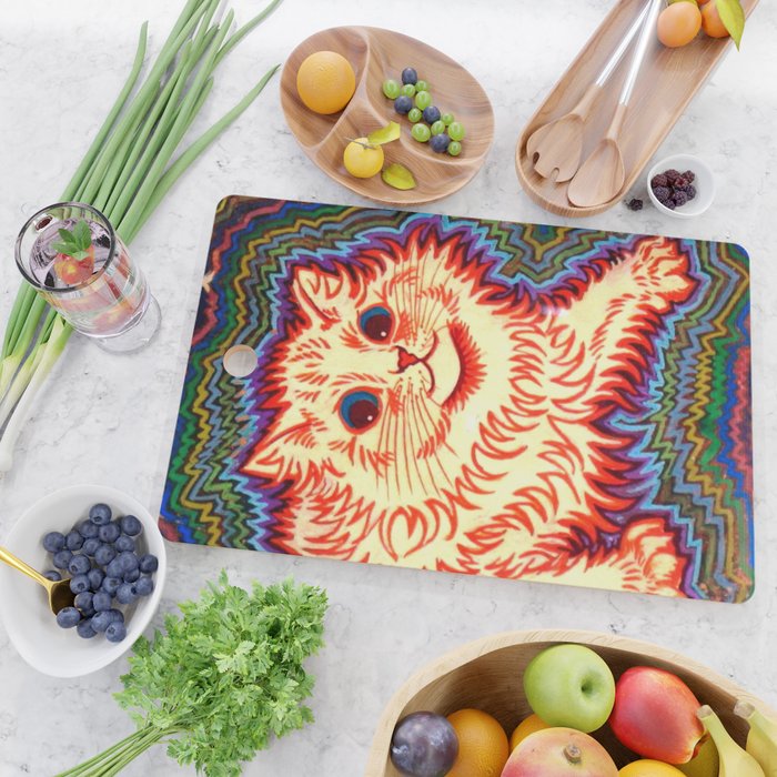 Louis Wain Psychedelic Cat Cutting Board Gallery Image 2