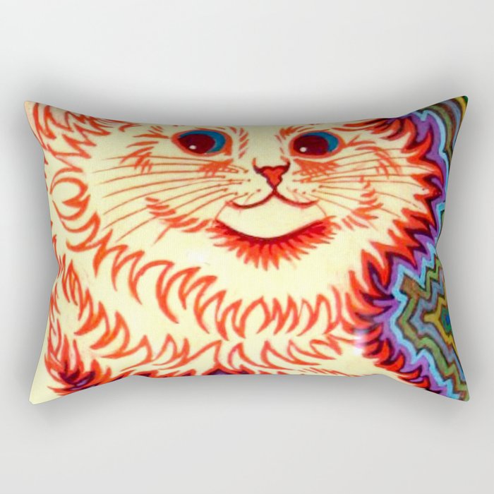 Louis Wain Psychedelic Cat Rectangular Pillow Gallery Image 1
